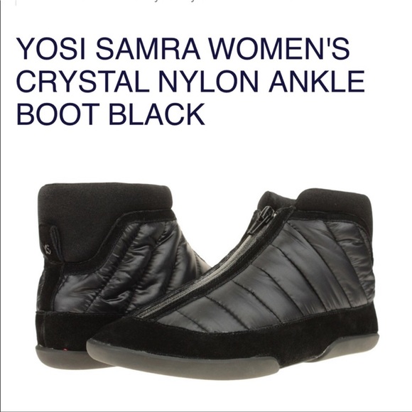 Yosi Samra Shoes - Yosi Samra Crystal Padded Nylon Ankle Boots in Black